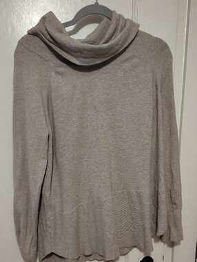 Women’s Taupe Cowl Neck Sweater - Lightweight Cozy Style